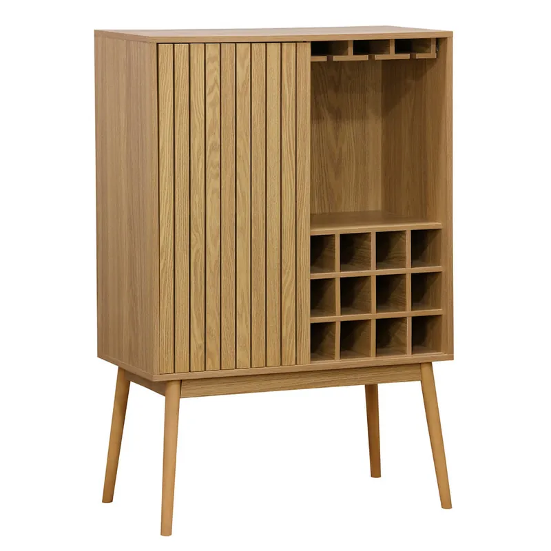 Mueble botellero Trend 12 botellas con puerta y colgador de copas natural 120x80x40 cm Adec - Muebles