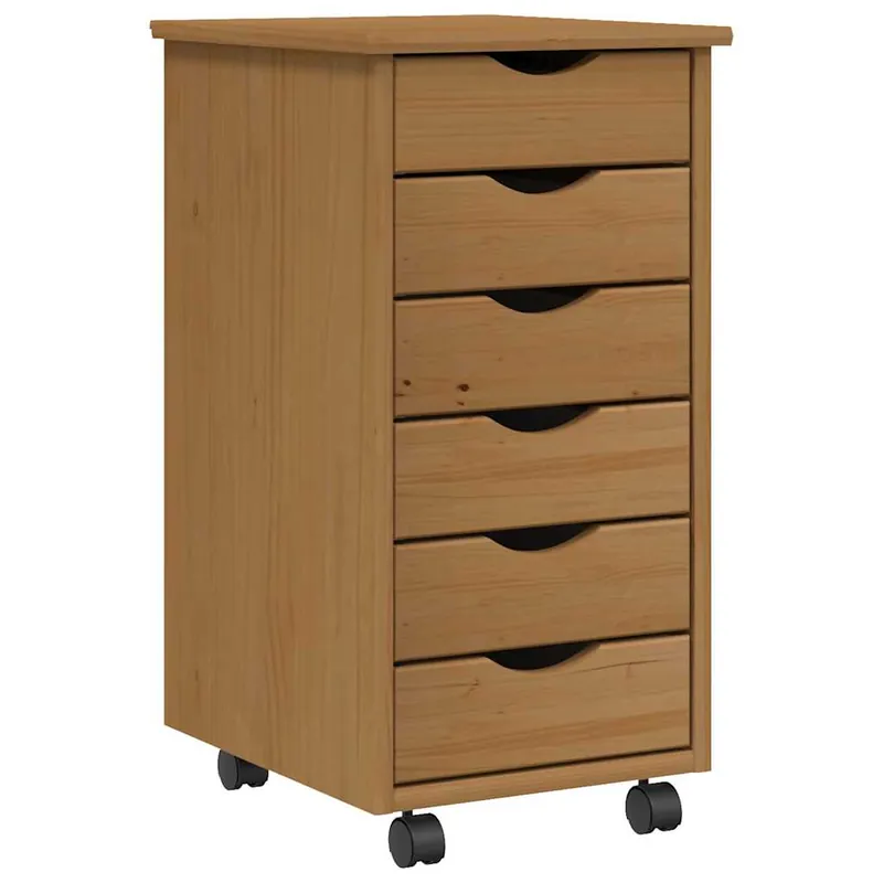 vidaXL Cajonera con ruedas MOSS madera maciza de pino gris - Muebles