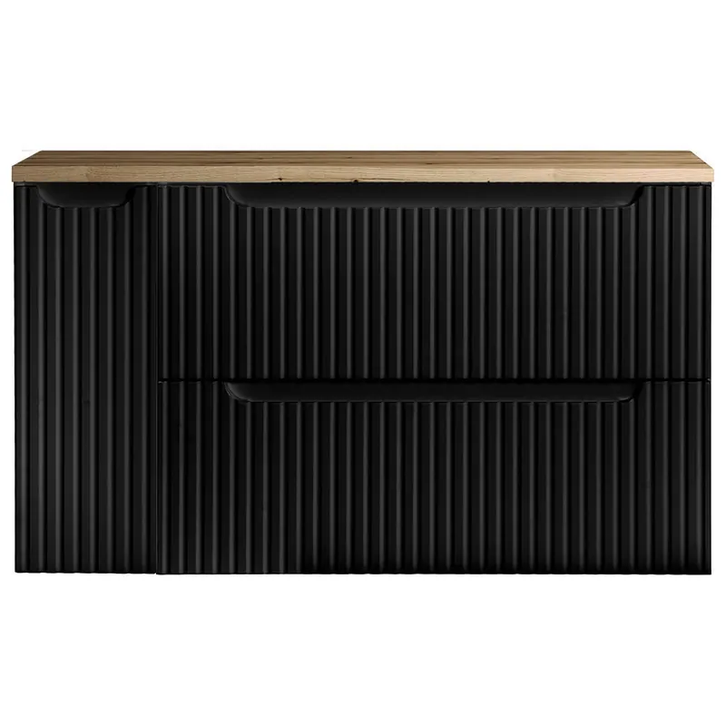 Mueble de baño bajo lavabo Newport 100x60x40 cm - Negro/Efecto roble