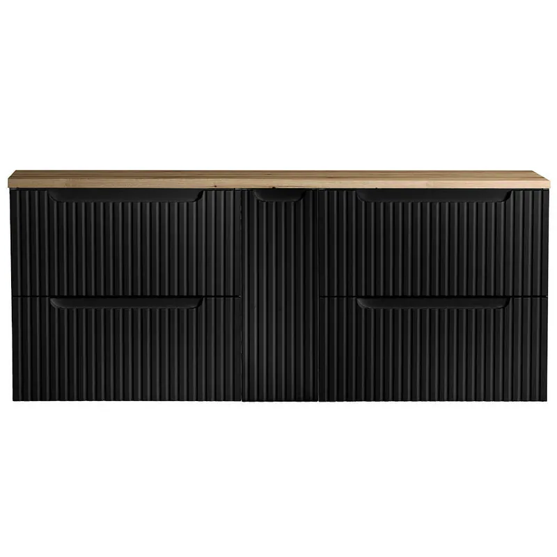 Mueble de baño bajo lavabo Newport 140x60x40 cm - Negro/Efecto roble