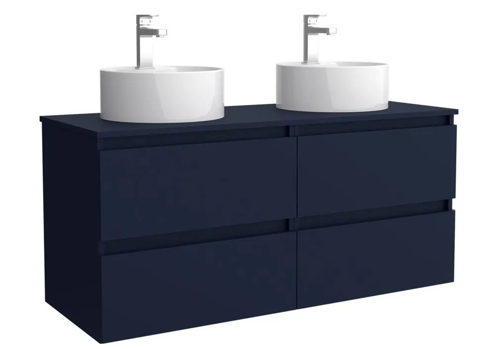 Mueble de baño Bequia 120cm + Encimera + lavabo posar | Azul mate|120x45x54