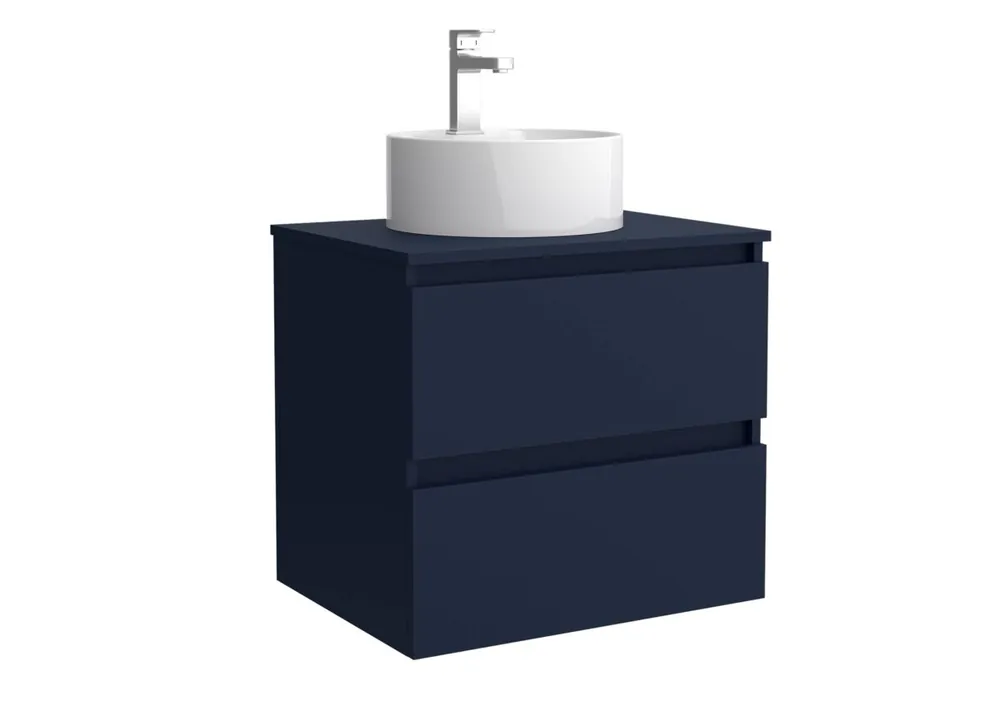 Mueble de baño Bequia 70cm + Encimera + lavabo posar | Azul mate|70x45x54