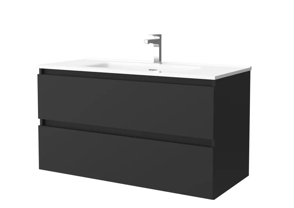 Mueble de baño Bequia 100 cm Blanco Mate | Lavabo de porcelana | Salgar