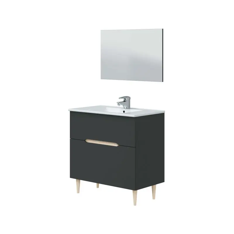 Mueble de baño Lotto 80 Antracita - Roble 80 x 80 x 45 cm
