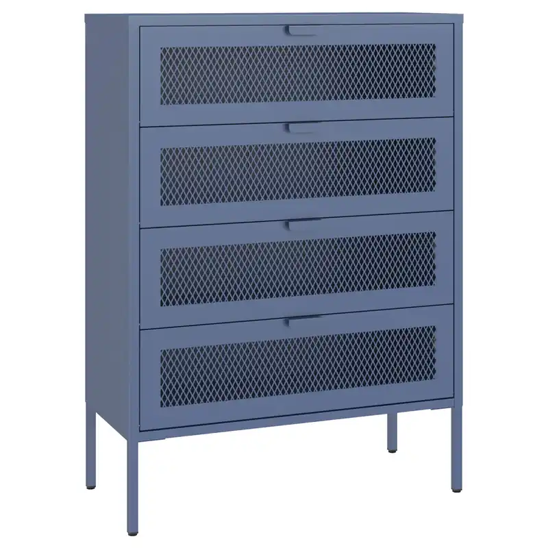 Zapatero metálico gris azulado con 4 puertas EMMA - Muebles