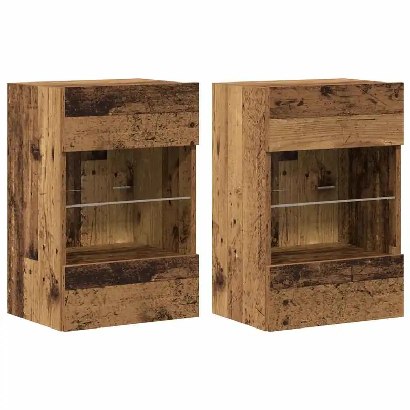 Armarios de pared con luces LED para TV 2 uds roble artisian 40x30x60,5cm - Muebles