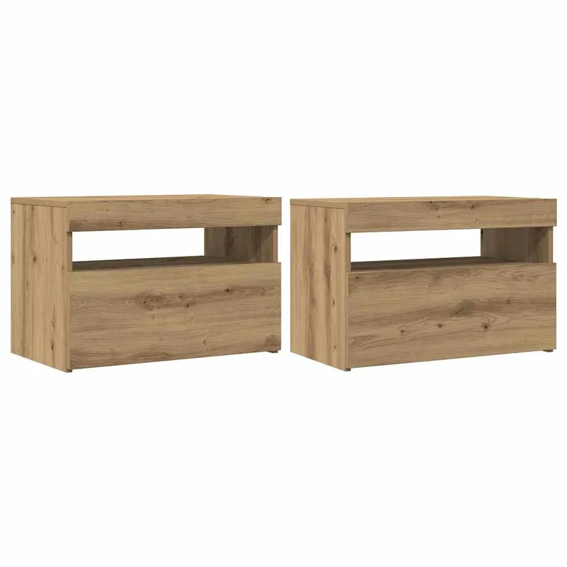 Muebles TV con luces LED 2 uds madera ingeniería roble artisan