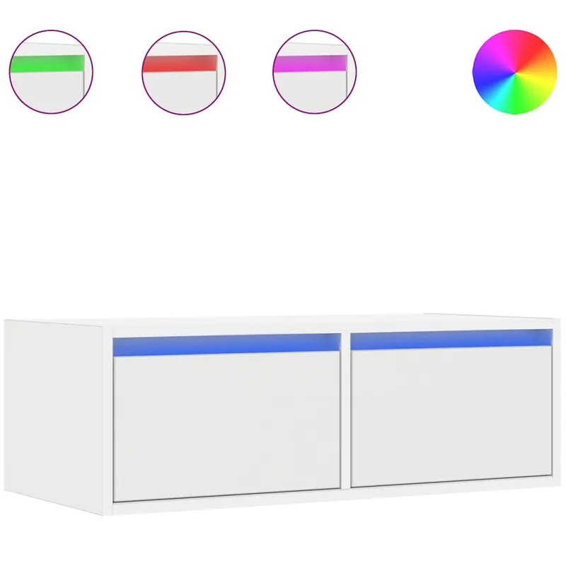 Mueble de TV con luces LED blanco 75x35,5x25 cm - Muebles