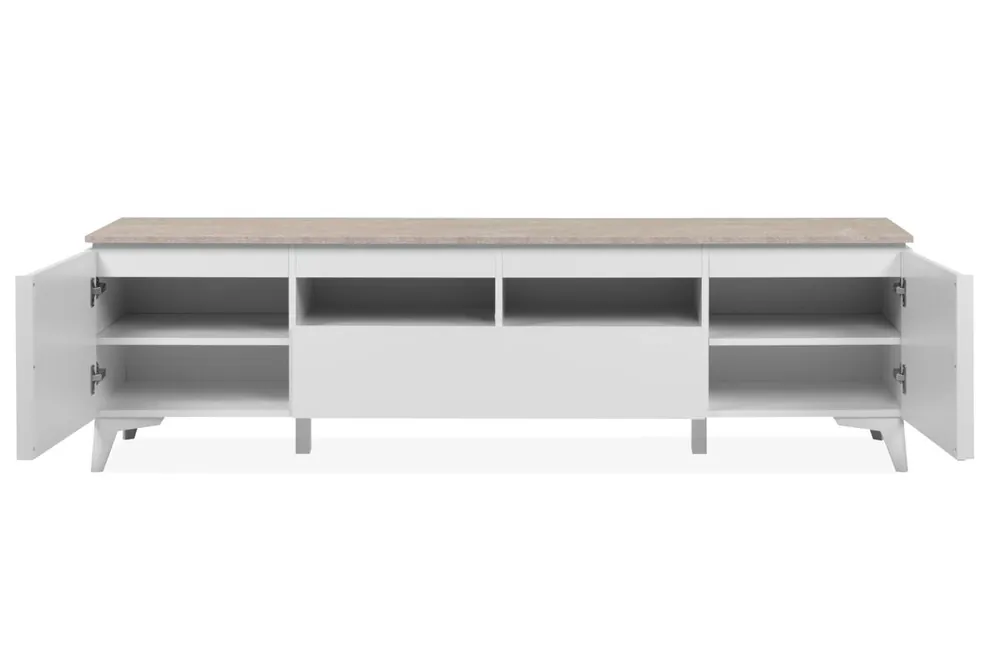 Venprodin - Mueble Tv Bertrix 2 Puertas 1 Cajon 177X51,5X40 Blanco