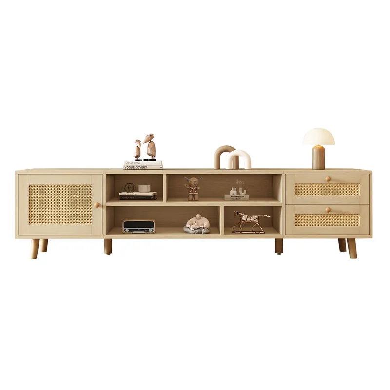 Mueble TV 160 cm de panel de partículas con 1 puerta y 2 cajónes,roble - Muebles