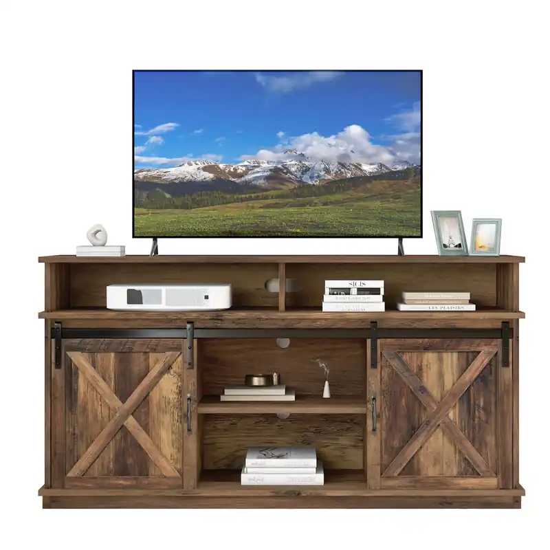 Mueble TV 148 cm de panel de partículas con 2 puertas,natural - Muebles
