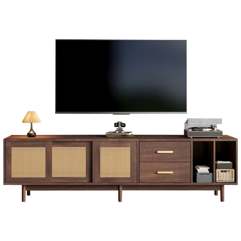 Mueble TV 190 cm,mueble de salón de mdf con 3 puertas y 2 cajónes,marrón - Muebles