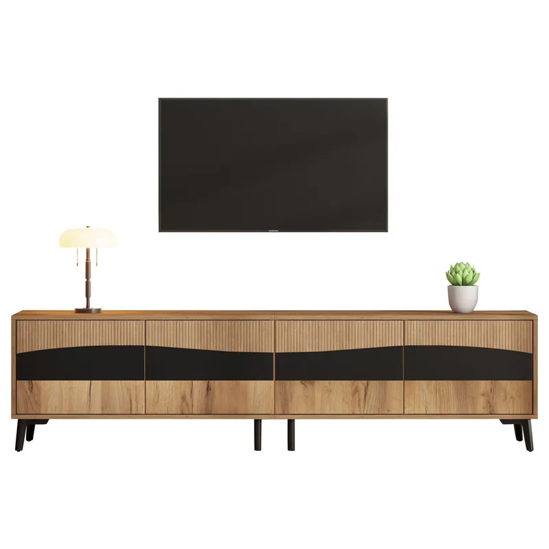 Mueble TV 180 cm de panel de partículas con 4 puertas,natural - Muebles