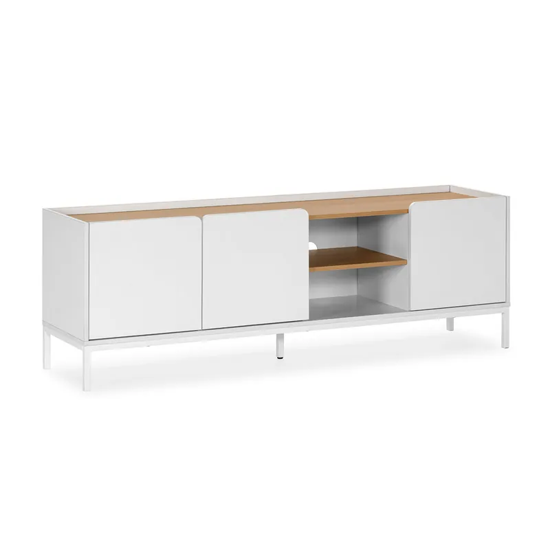 Mueble Tv Curva 3 puertas color Blanco - Muebles