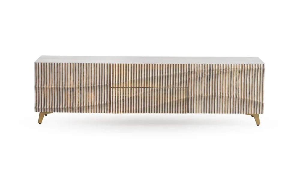 Mueble TV de 2 puertas y 2 cajones de madera de mango - Muebles