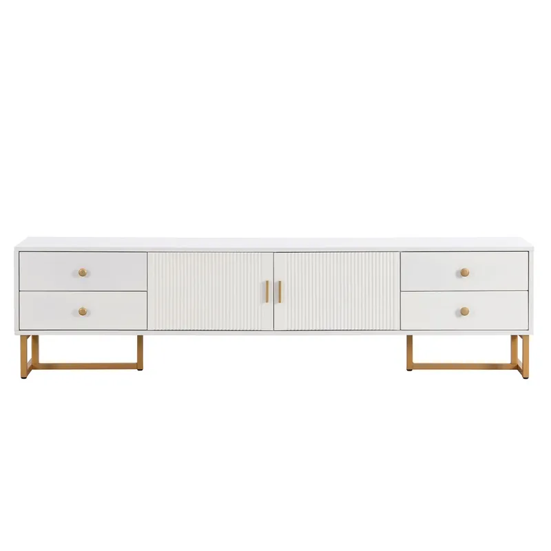 Mueble TV 175cm de mdf con 2 puertas y 4 cajónes,blanco - Muebles