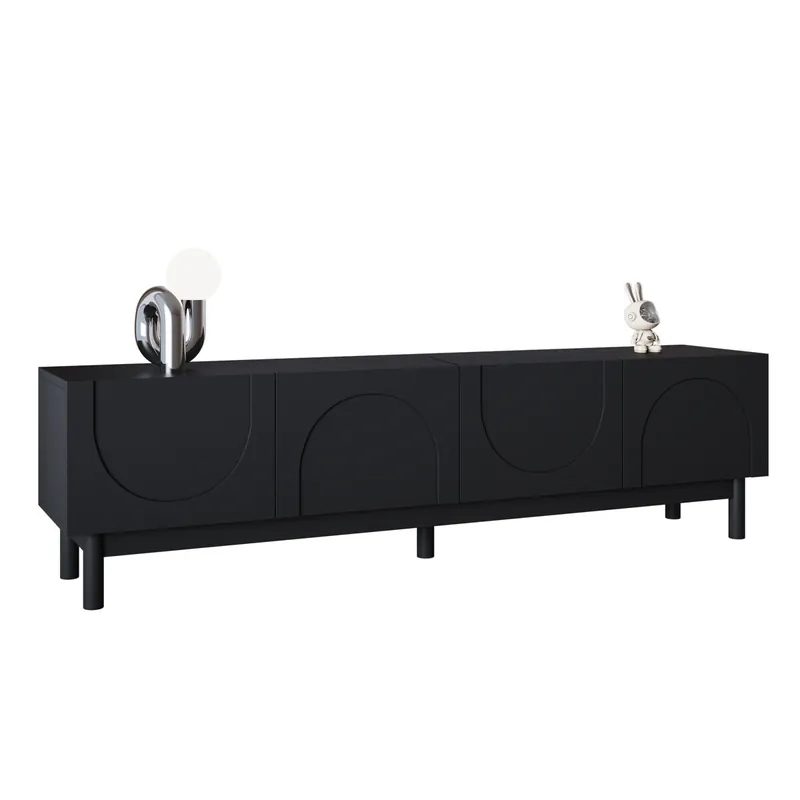 Mueble TV 169cm de mdf y panel de partículas con 4 puertas,blanco - Muebles