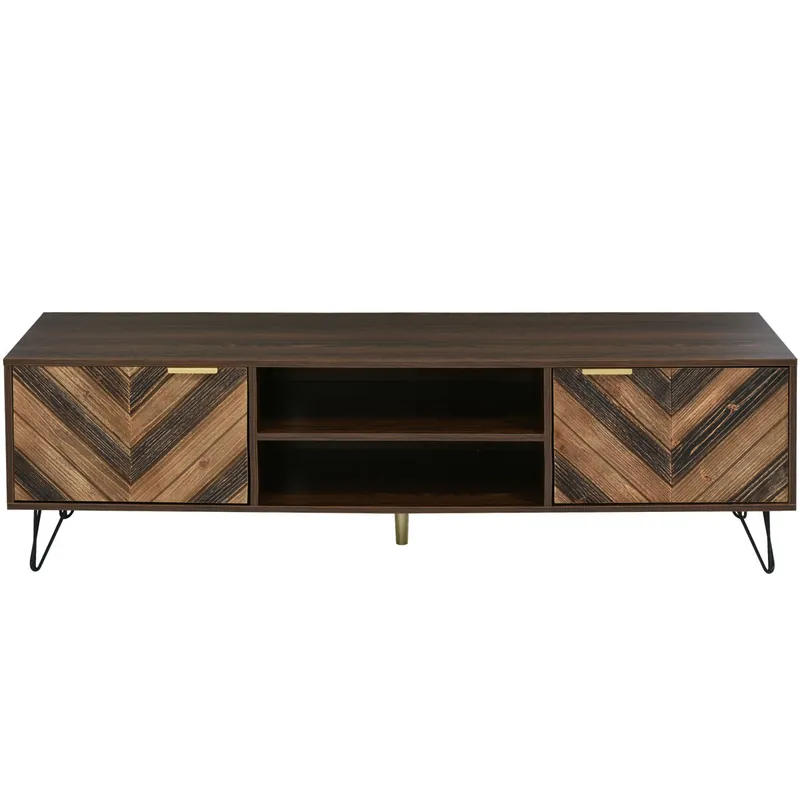 Mueble TV 155cm de panel de partículas con 2 puertas,natural - Muebles