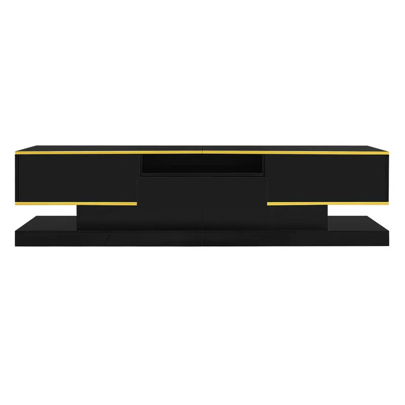 Mueble TV 180cm de panel de partículas con 3 cajónes y luz led,blanco - Muebles