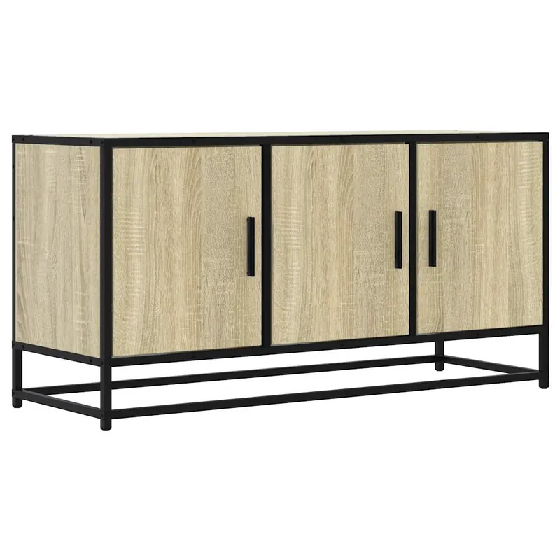 Mueble TV - Mesa de TV madera ingeniería y metal roble Sonoma 100x35x50 cm