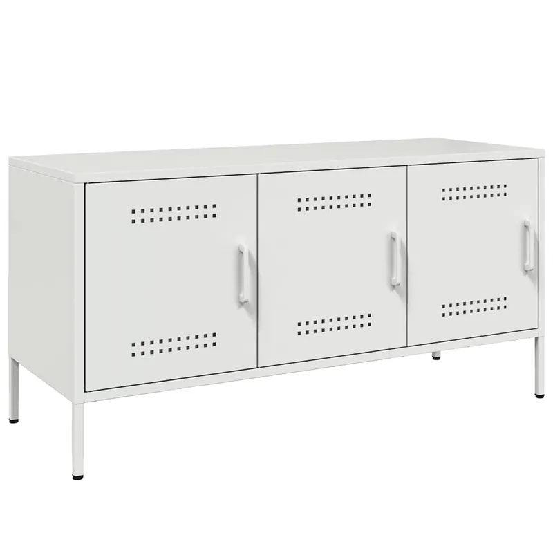 Mueble TV - Mesa de TV de acero blanco 100,5x39x50,5 cm