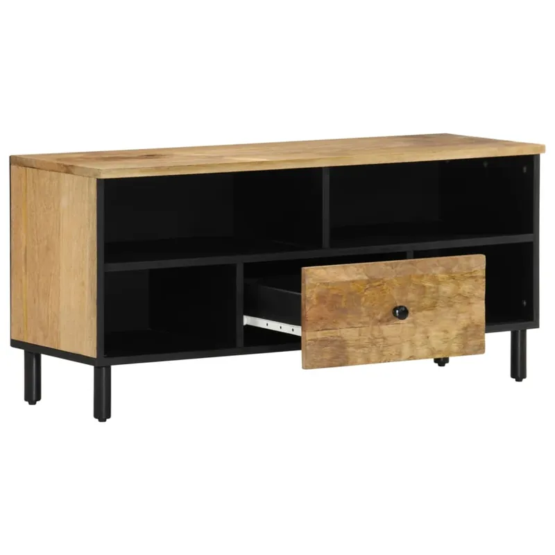 Mueble TV - Mesa de TV madera maciza de acacia 100x33x46 cm