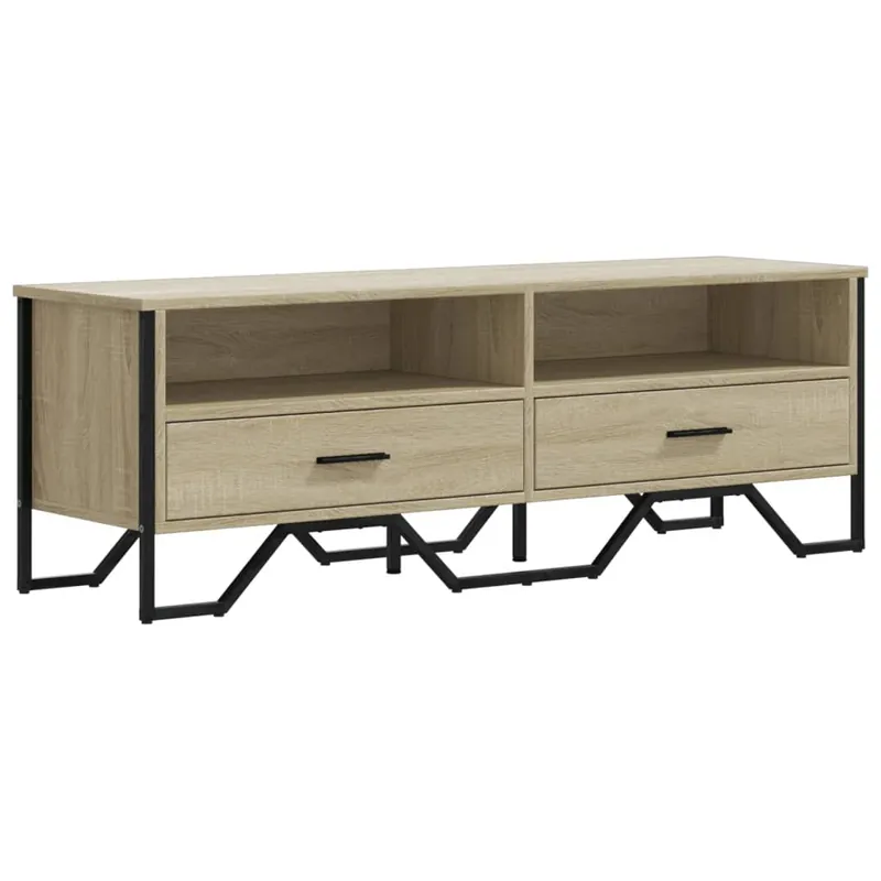 Mueble TV - Mesa de TV madera de ingeniería roble ahumado 122x34x41 cm