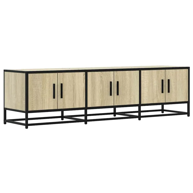 Mueble TV - Mesa de TV metal y madera ingeniería roble Sonoma 150x35x41 cm