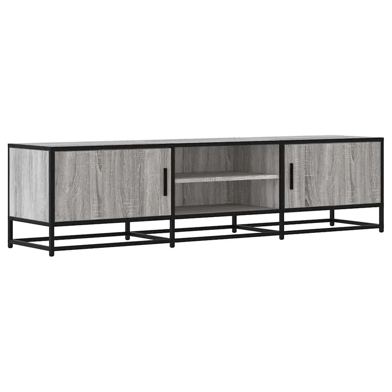 Mueble TV - Mesa de TV metal y madera ingeniería roble humo 160x35x41 cm