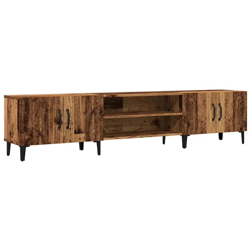 Mueble TV - Mesa de TV madera contrachapada blanco 180x31,5x40 cm