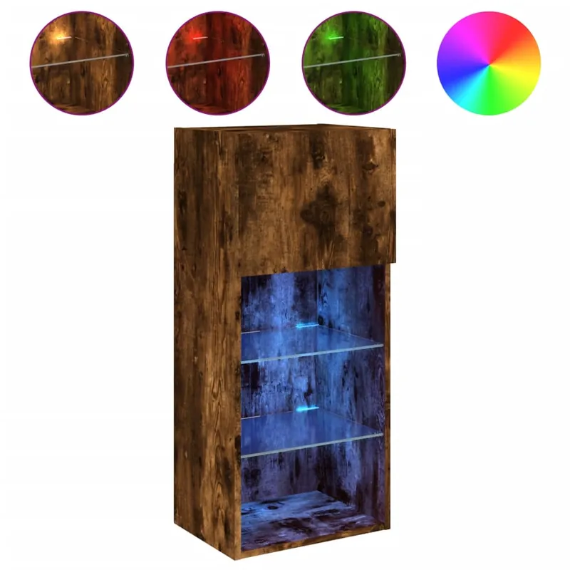 Mueble TV - Mesa de TV con luces LED roble Sonoma 40,5x30x90 cm
