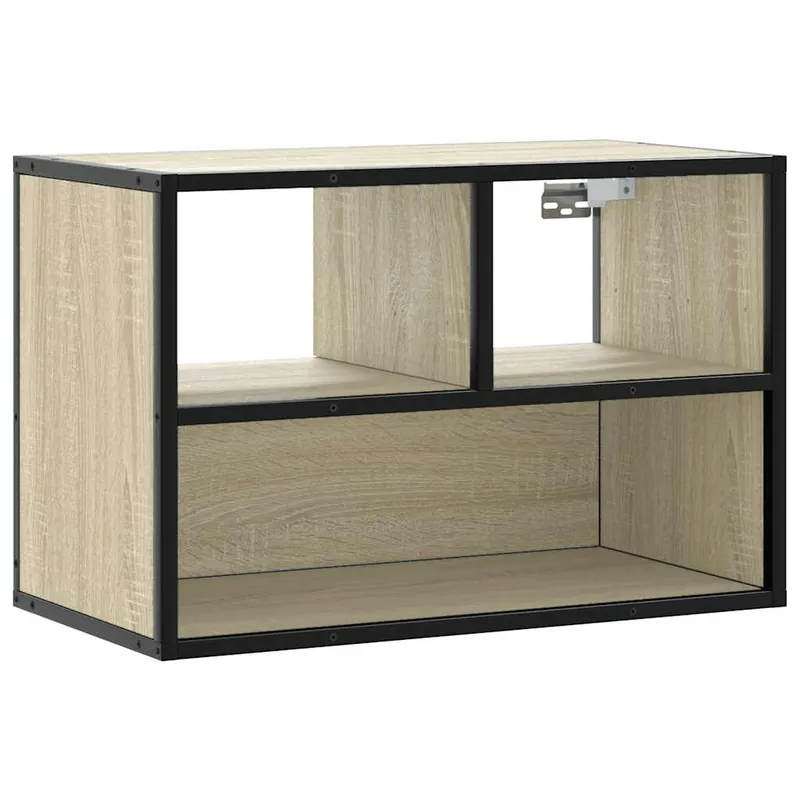 Mueble TV - Mesa de TV madera ingeniería y metal marrón roble 60x31x39,5 cm