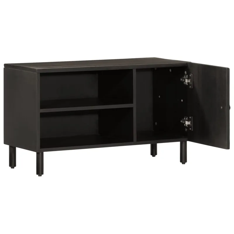 Mueble TV - Mesa de TV madera maciza de mango negro 80x31x46 cm