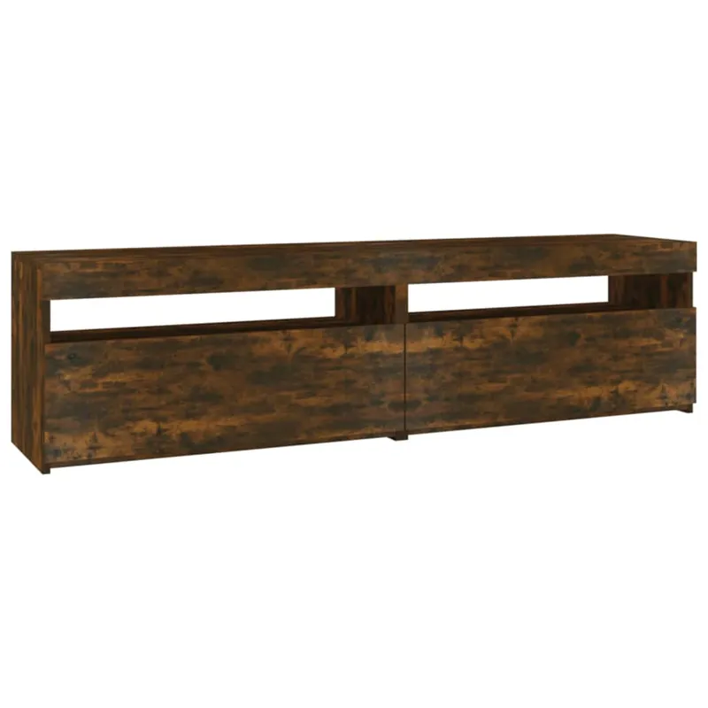 Mueble TV - Mesa de TV con luces LED 2 uds roble ahumado 75x35x40 cm