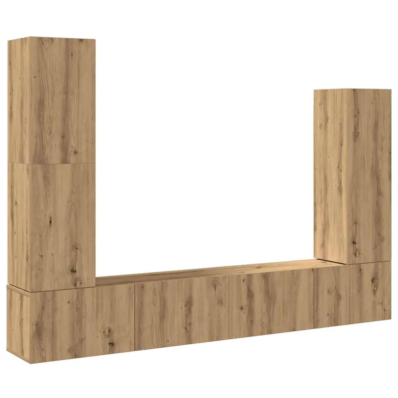 Mueble TV - Mesa de TV de pared madera contrachapada artesanal 4 piezas