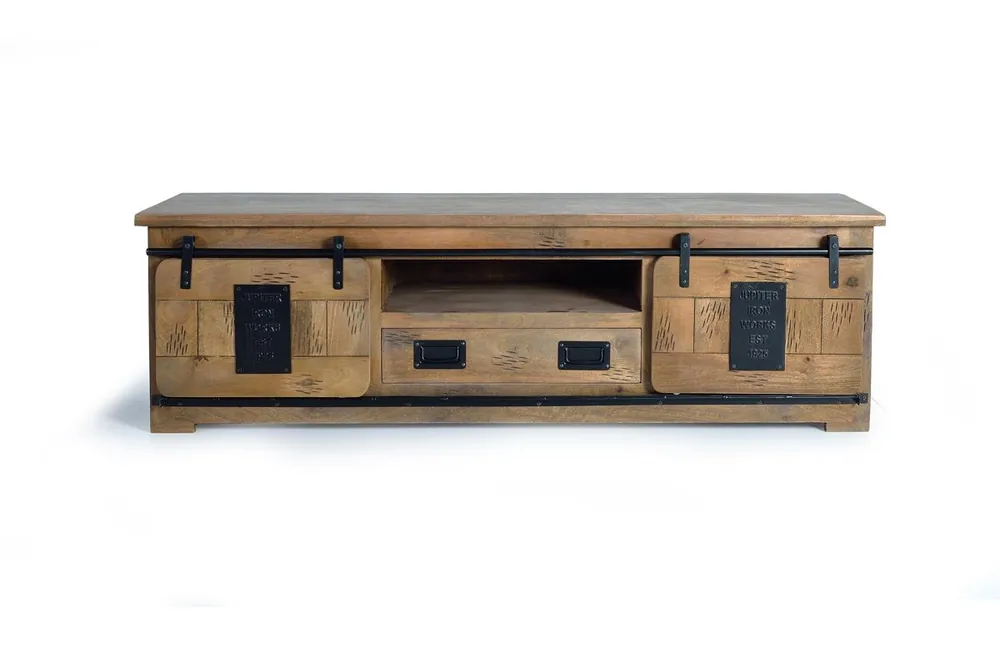 Mueble tv madera de mango en color Marrón de 55x50x180cm - Giner y Colomer