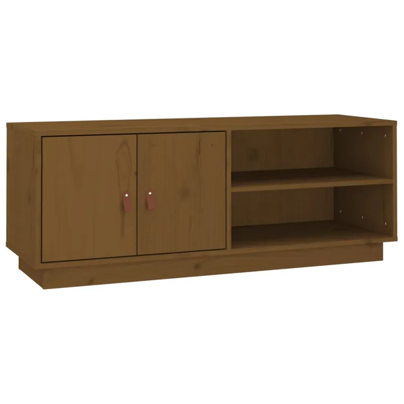 Mueble TV - Mesa de TV madera maciza de pino marrón miel 105x34x40 cm