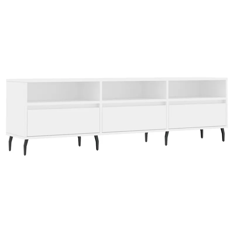 Mueble TV - Mesa de TV madera contrachapada blanco 150x30x44,5 cm