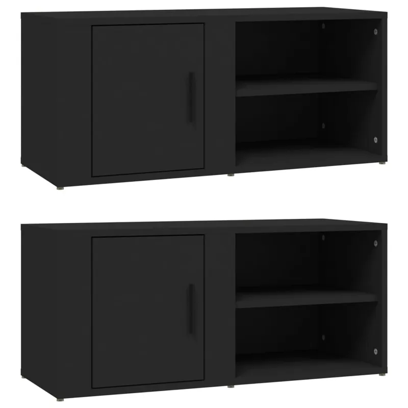 Mueble TV - Mesa de TV 2 uds madera contrachapada gris hormigón 80x31,5x36cm