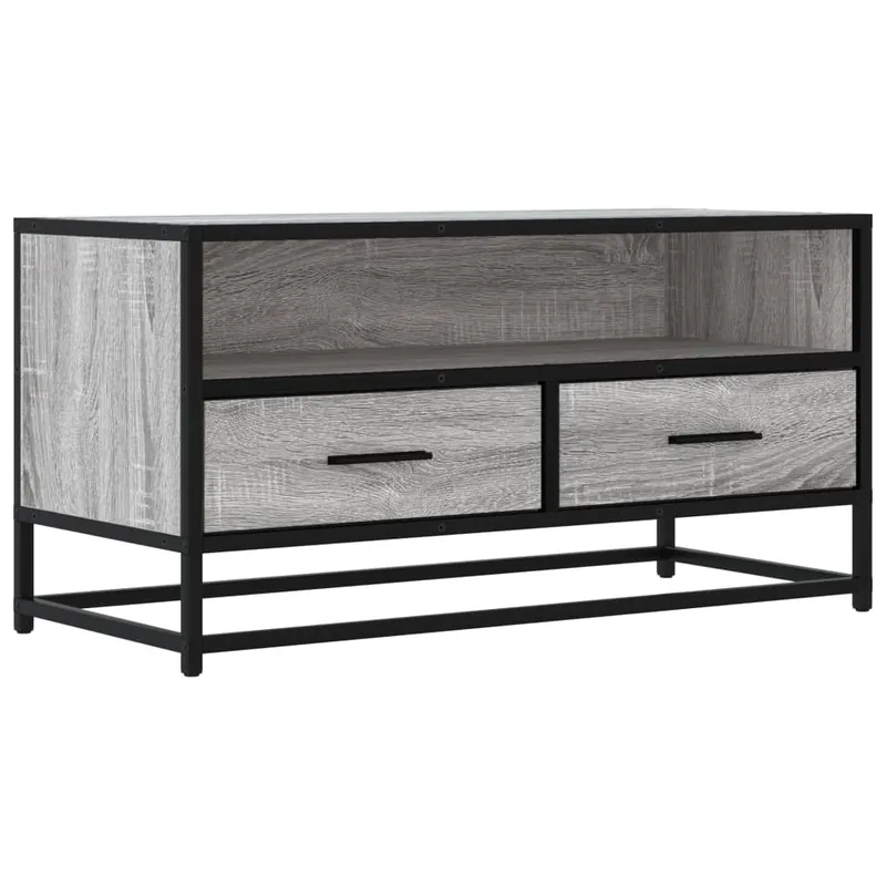Mueble TV - Mesa de TV metal y madera ingeniería roble Sonoma 80x34,5x40 cm