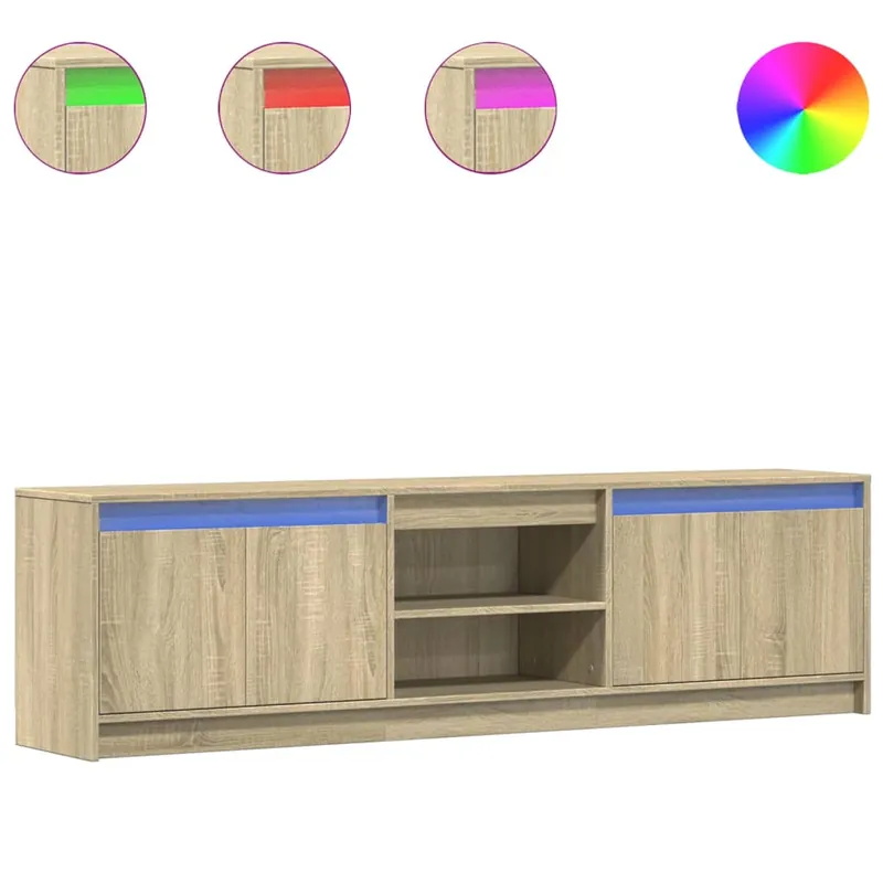 Mueble TV - Mesa de TV LED madera de ingeniería roble Sonoma 180x34x50 cm