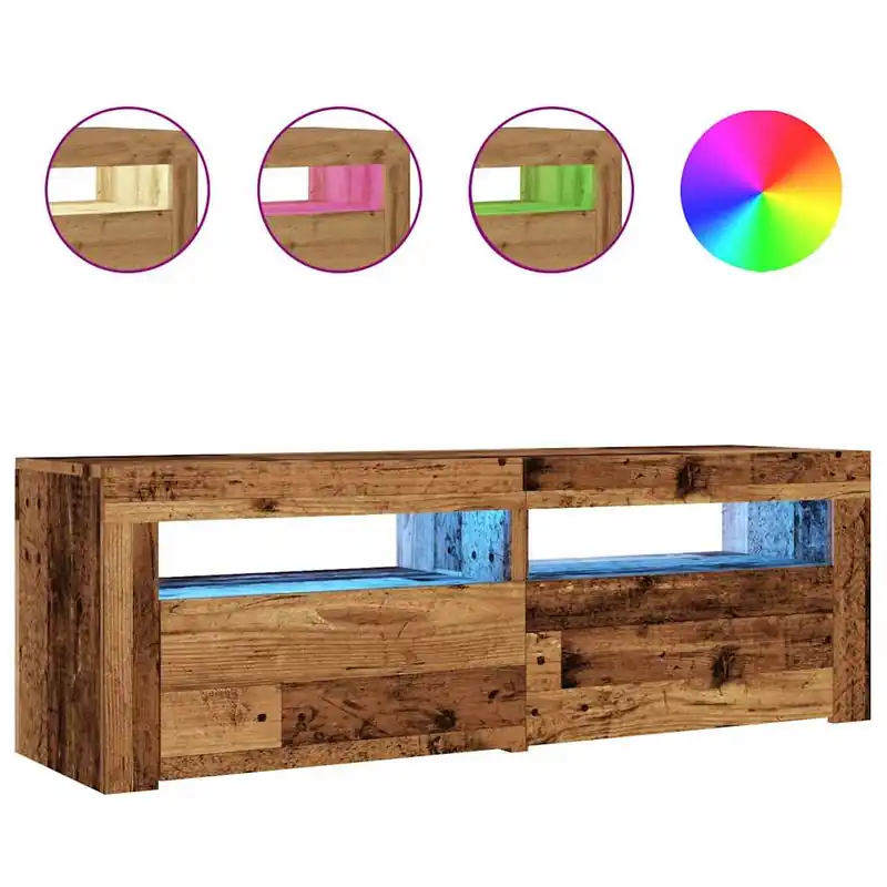 Mueble TV - Mesa de TV con luces LED gris hormigón 120x35x40 cm
