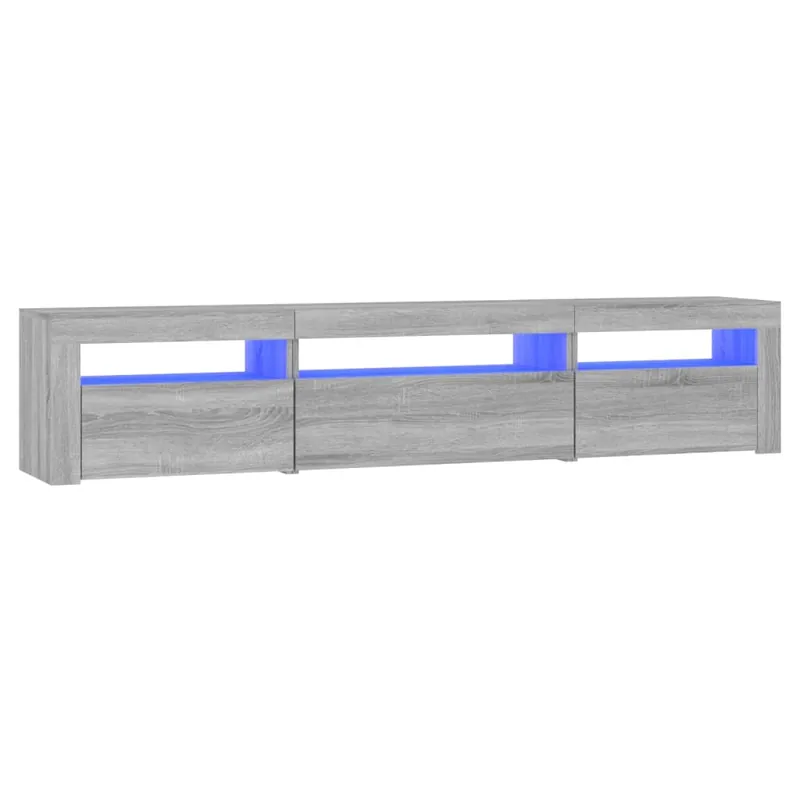 Mueble TV - Mesa de TV con luces LED gris hormigón 195x35x40 cm