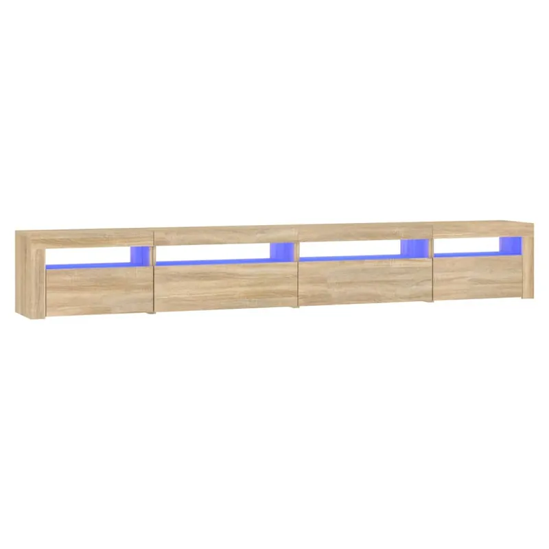 Mueble TV - Mesa de TV con luces LED gris sonoma 270x35x40 cm