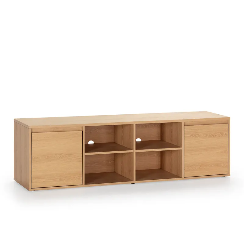 Mueble TV Tori 2 Puertas 4 Huecos, Color Roble, 160 cm - Muebles