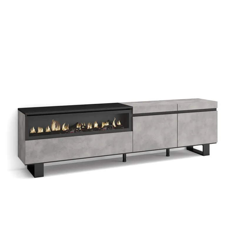 Mueble Tv, Wayl, Chimenea Eléctrica, Color Cemento - Muebles