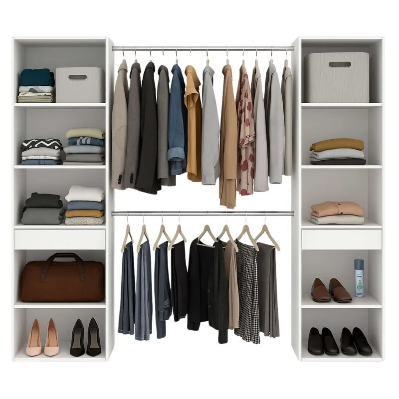 Mueble vestidor abierto Cloe en color Blanco Mate 200x200x50 cm - Muebles