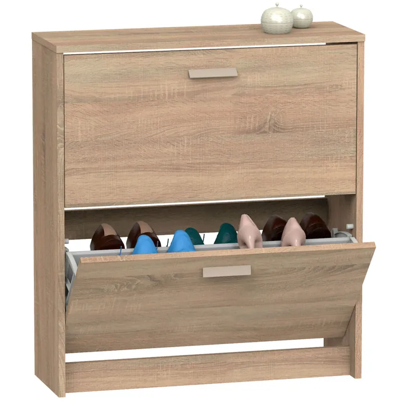 Briebe Nova Zapatero Entrada Recibidor, Mueble Auxiliar Estrecho Zapatos, 2 Puertas, Madera 82x74x25 cm, , Blanco - Muebles