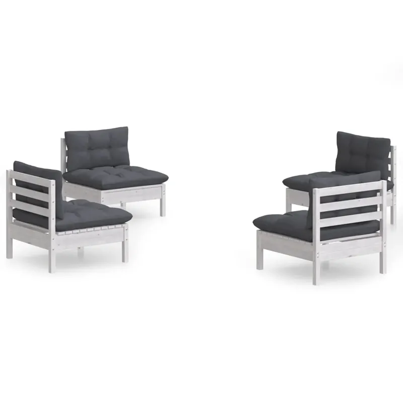 Muebles de jardín 4 piezas con cojines antracita madera de pino