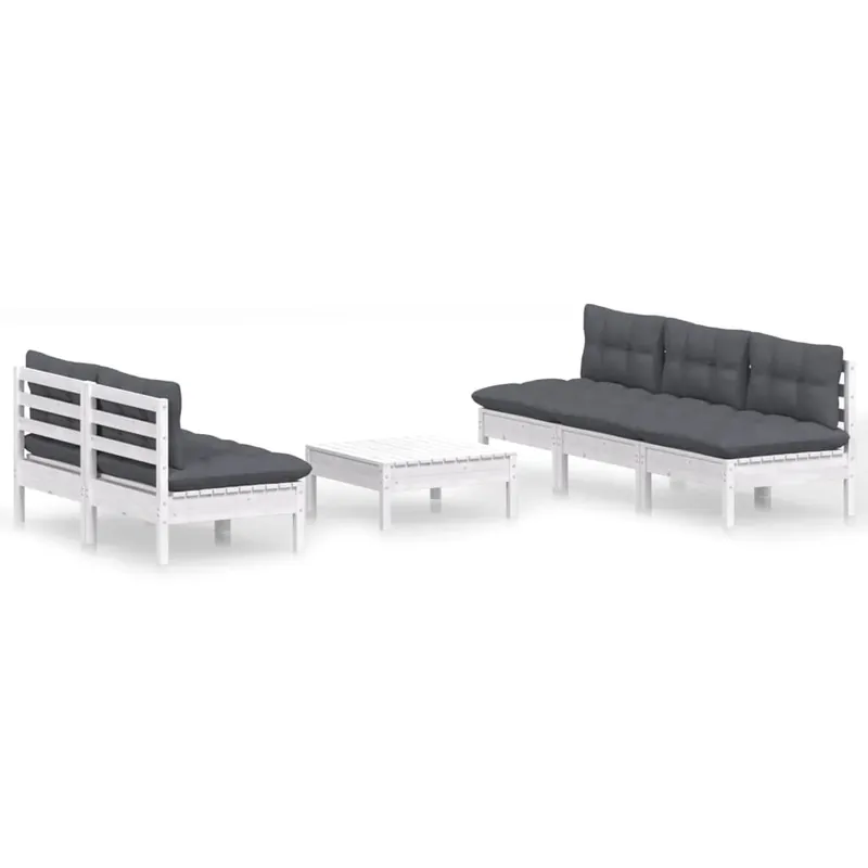 Muebles de jardín 6 piezas con cojines antracita madera de pino